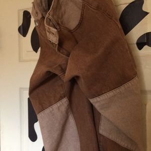 brown patched jeans